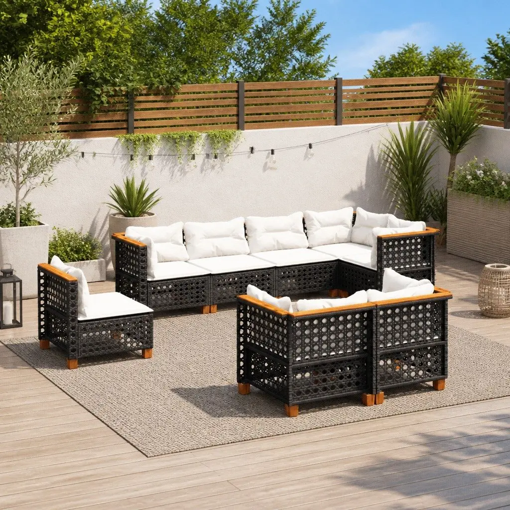 Garden Sofa Set Outdoor Furniture 8 Piece Black