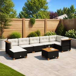Warm and Inviting 8-Piece Black Garden Sofa Set with Cushions