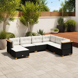 Comfortable 7 Piece Black Rattan Garden Sofa Set