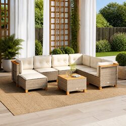 Reliable 8 Piece Garden Sofa Set with Beige Cushions