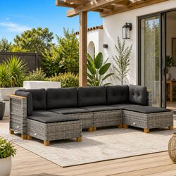 Comfort and Value: 6-Piece Garden Sofa Set in Grey
