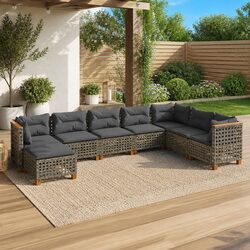 Comfortable 8-Piece Garden Sofa Set with Washable Covers