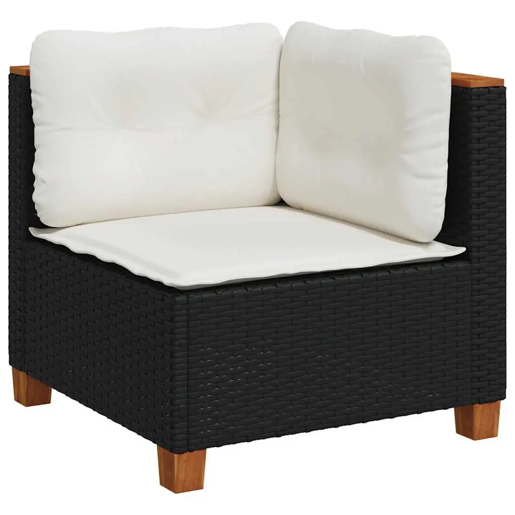 Garden Sofa Set Modular Sectional 7 Piece Outdoor Furniture Black with Cushions