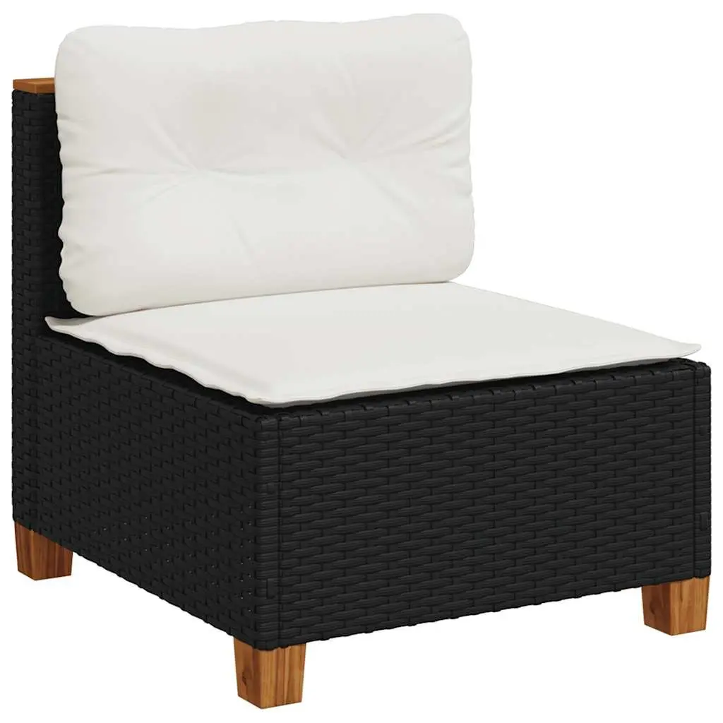 Garden Sofa Set Modular Sectional 7 Piece Outdoor Furniture Black with Cushions