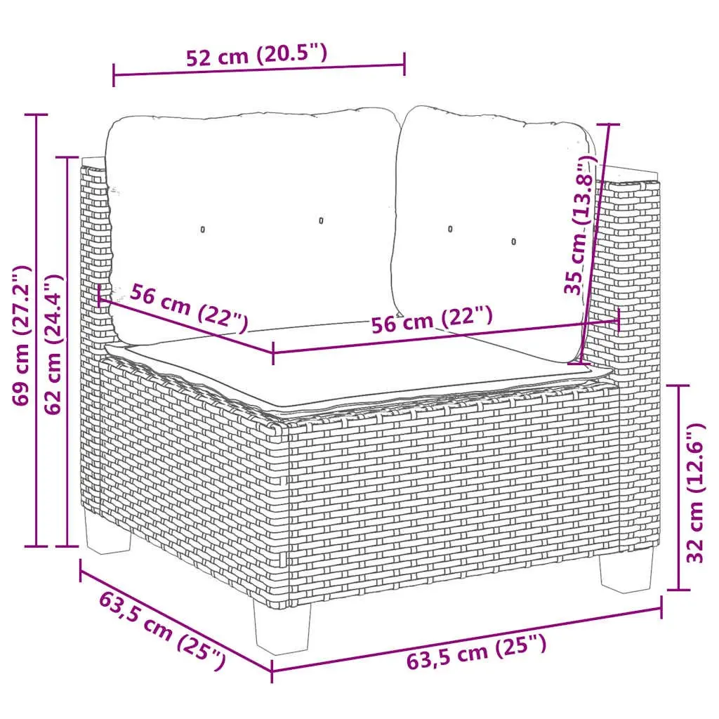 Garden Sofa Set Modular Sectional 7 Piece Outdoor Furniture Black with Cushions