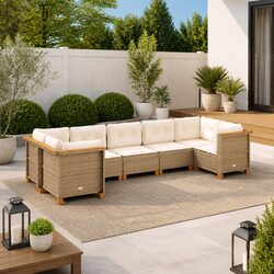 Comfortable 7 Piece Garden Sofa Set with Washable Cushions