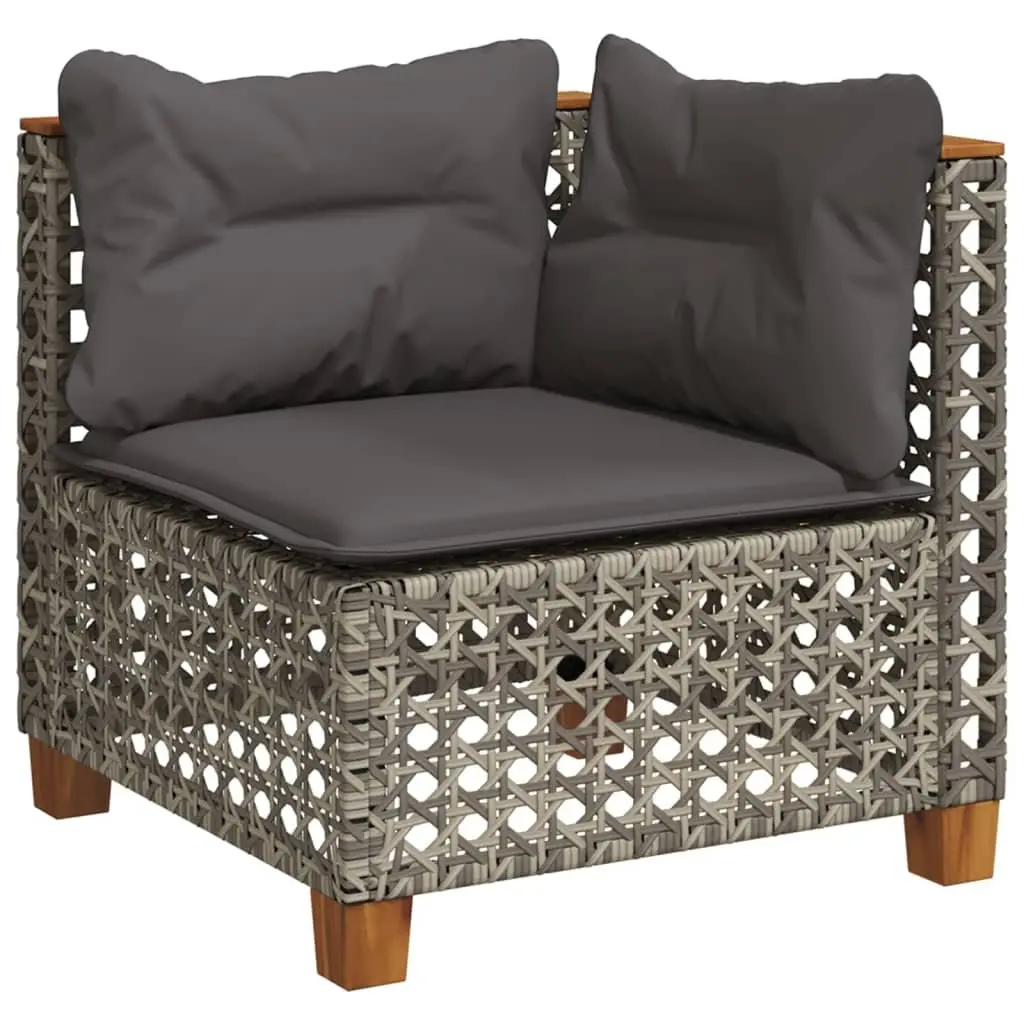 7 Piece Garden Sofa Set Outdoor Patio Furniture Grey Poly Rattan with Cushions