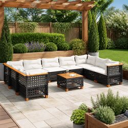 Cozy and Practical 10 Piece Black Garden Sofa Set