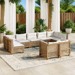 Comfortable Outdoor Sofa Set: 9 Pieces in Beige