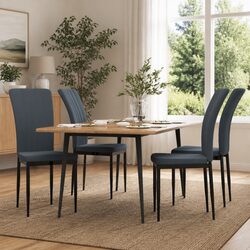 Dining Chairs Set of 4 Grey Velvet Kitchen Seat Padded Backrest Sturdy Frame
