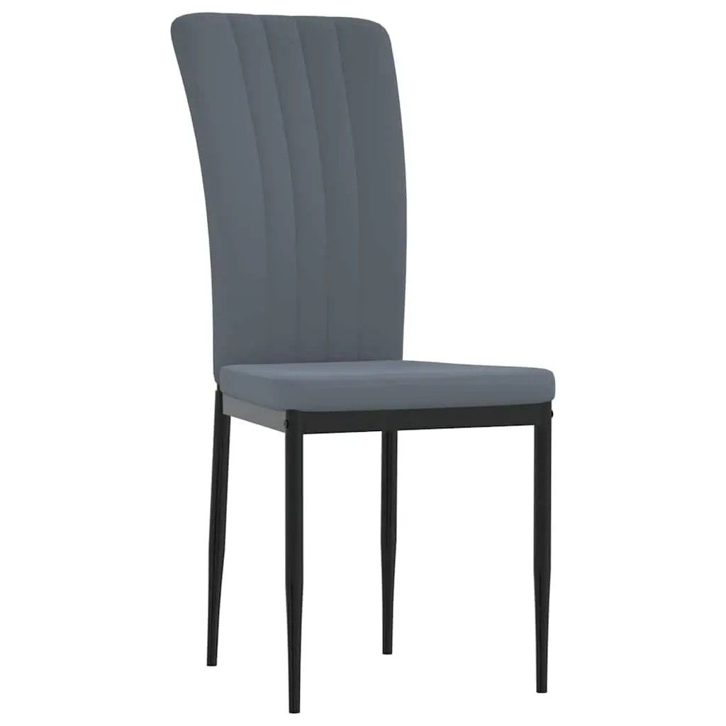 Dining Chairs Set of 4 Velvet Padded Backrest Iron Frame Grey