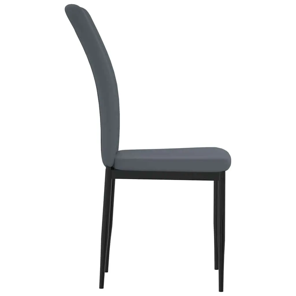 Dining Chairs Set of 4 Velvet Padded Backrest Iron Frame Grey