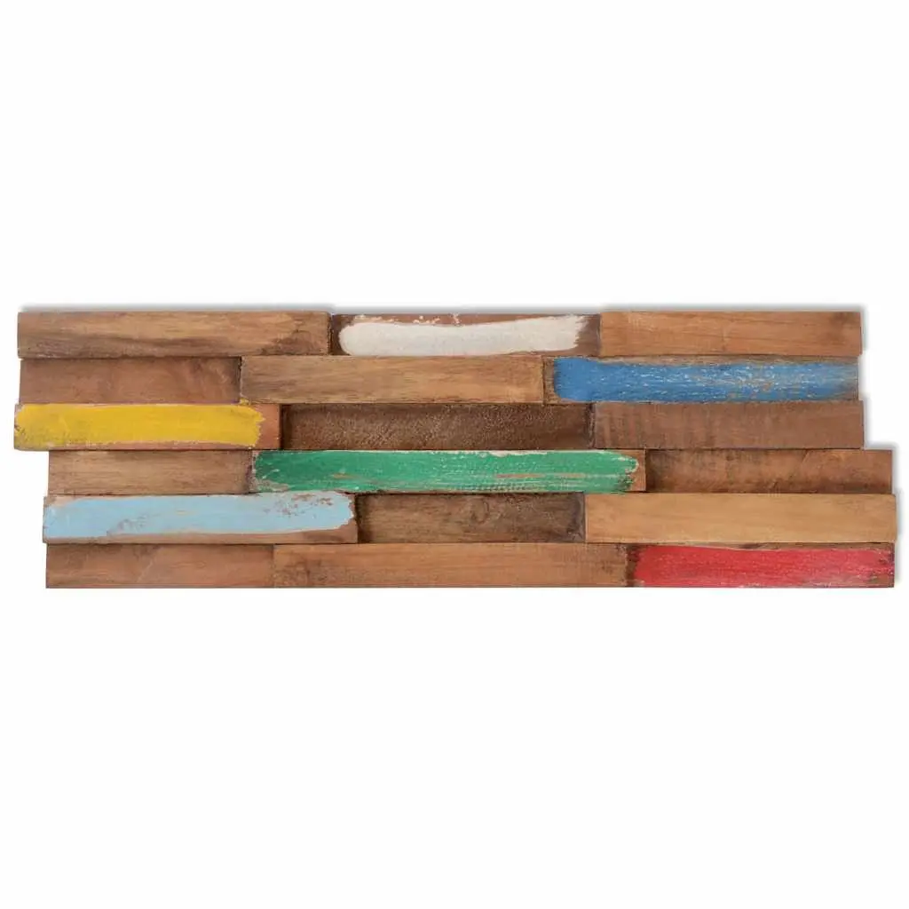 Wall Cladding Panels Decorative Teak Wood 10 Piece Multicolour