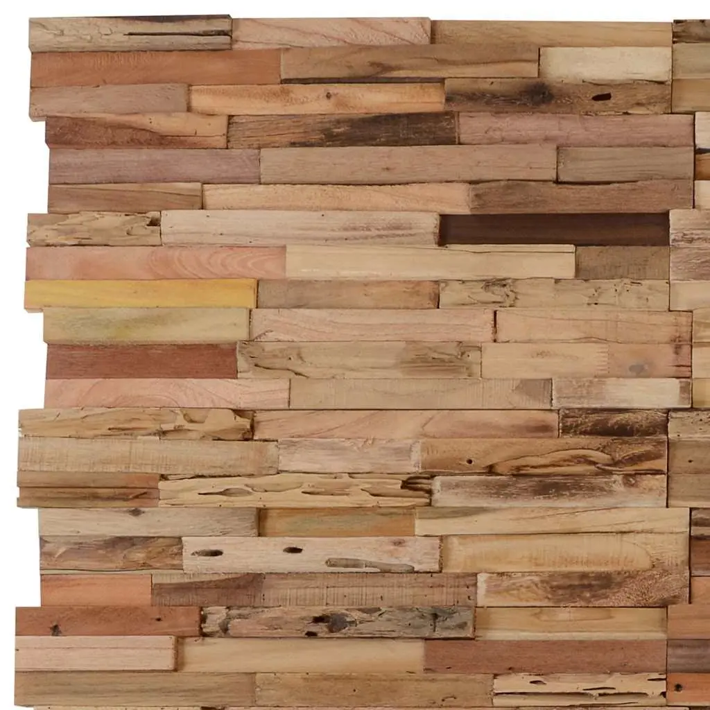 Wall Cladding Panels Teak Wood Decorative Wall Covering Rustic 10 Piece