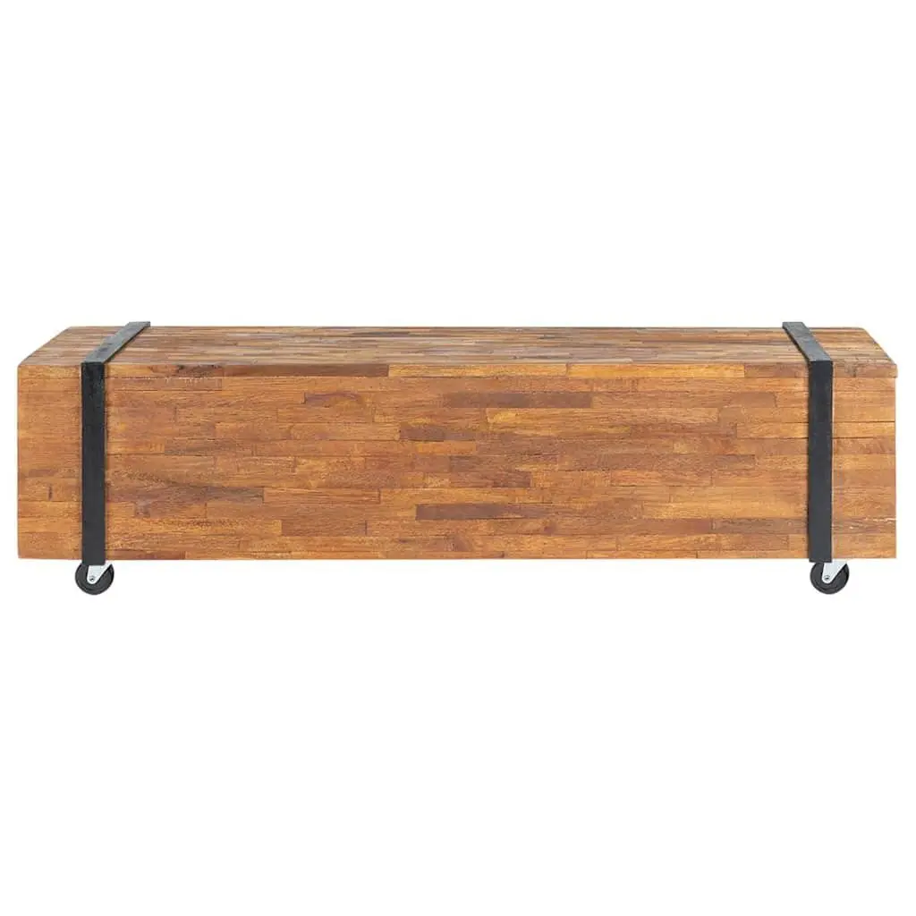 TV Stand Industrial Style Living Room Storage Unit 110x30x32.5cm Solid Teak Wood Brown