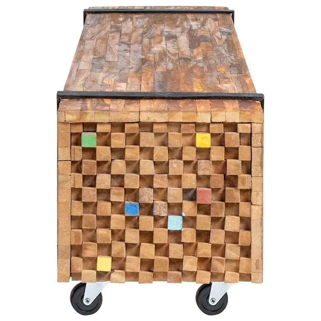 TV Stand Industrial Style Living Room Storage Unit 110x30x32.5cm Solid Teak Wood Brown