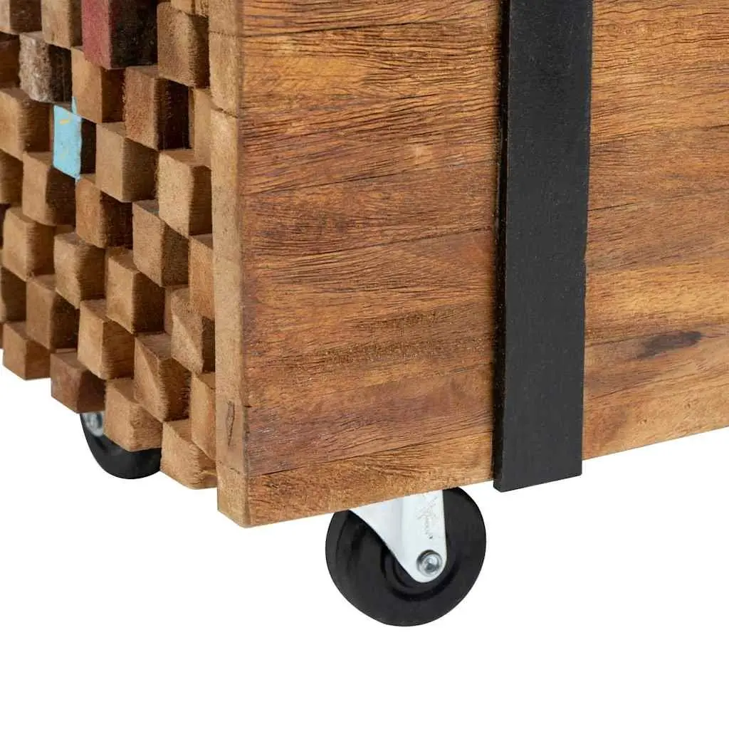 TV Stand Industrial Style Living Room Storage Unit 110x30x32.5cm Solid Teak Wood Brown