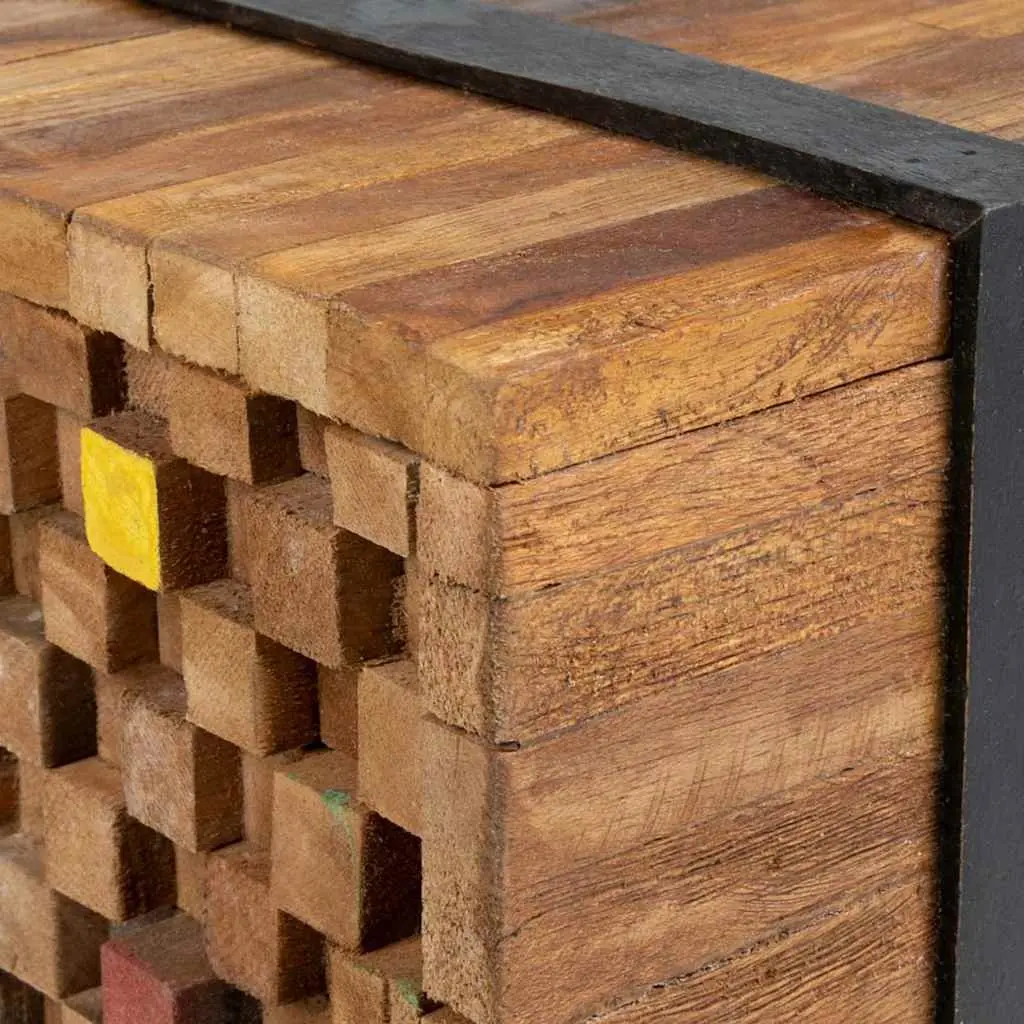 TV Stand Industrial Style Living Room Storage Unit 110x30x32.5cm Solid Teak Wood Brown