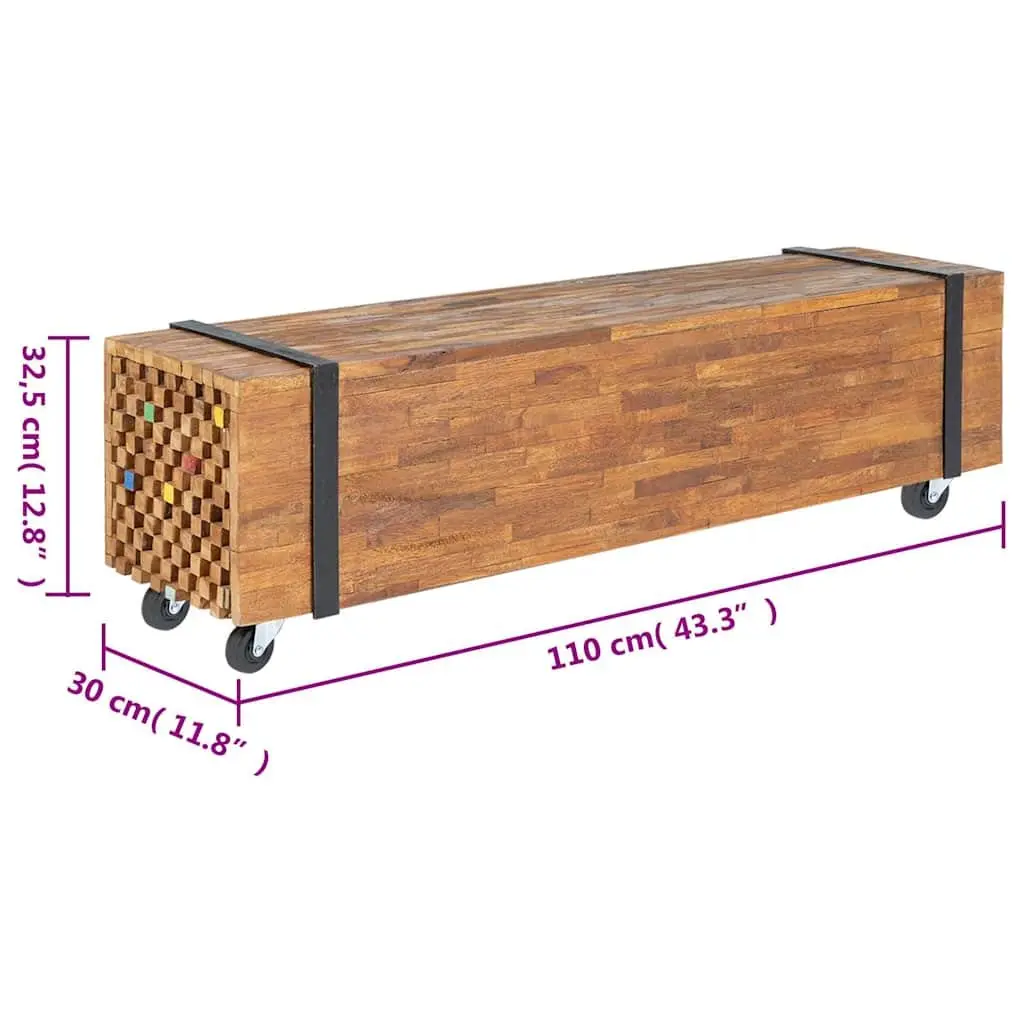 TV Stand Industrial Style Living Room Storage Unit 110x30x32.5cm Solid Teak Wood Brown