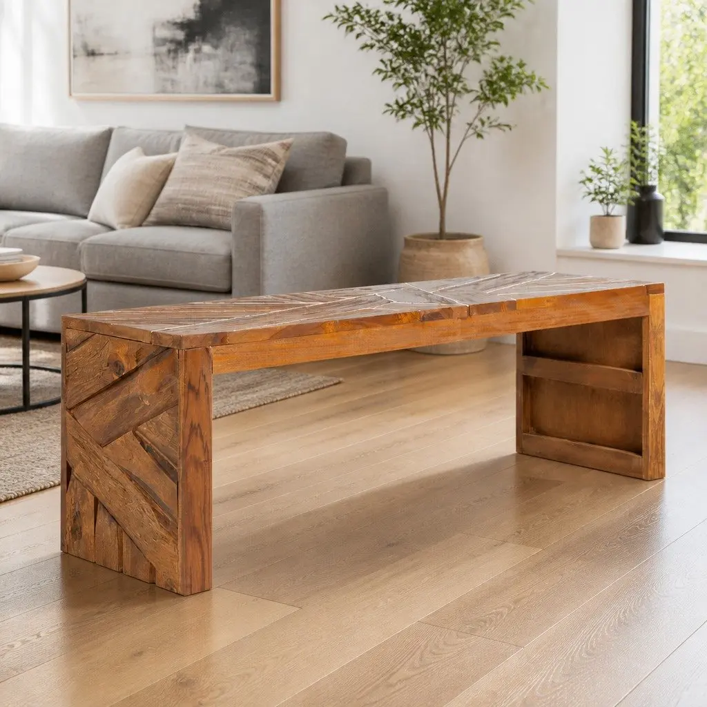 TV Stand 110x60x38 cm Solid Teak Wood Brown Living Room Sideboard Lowboard