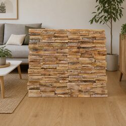 3D Wall Cladding Panels 10 pcs 1.01 m² Solid Teak Wood Decorative Feature Wall