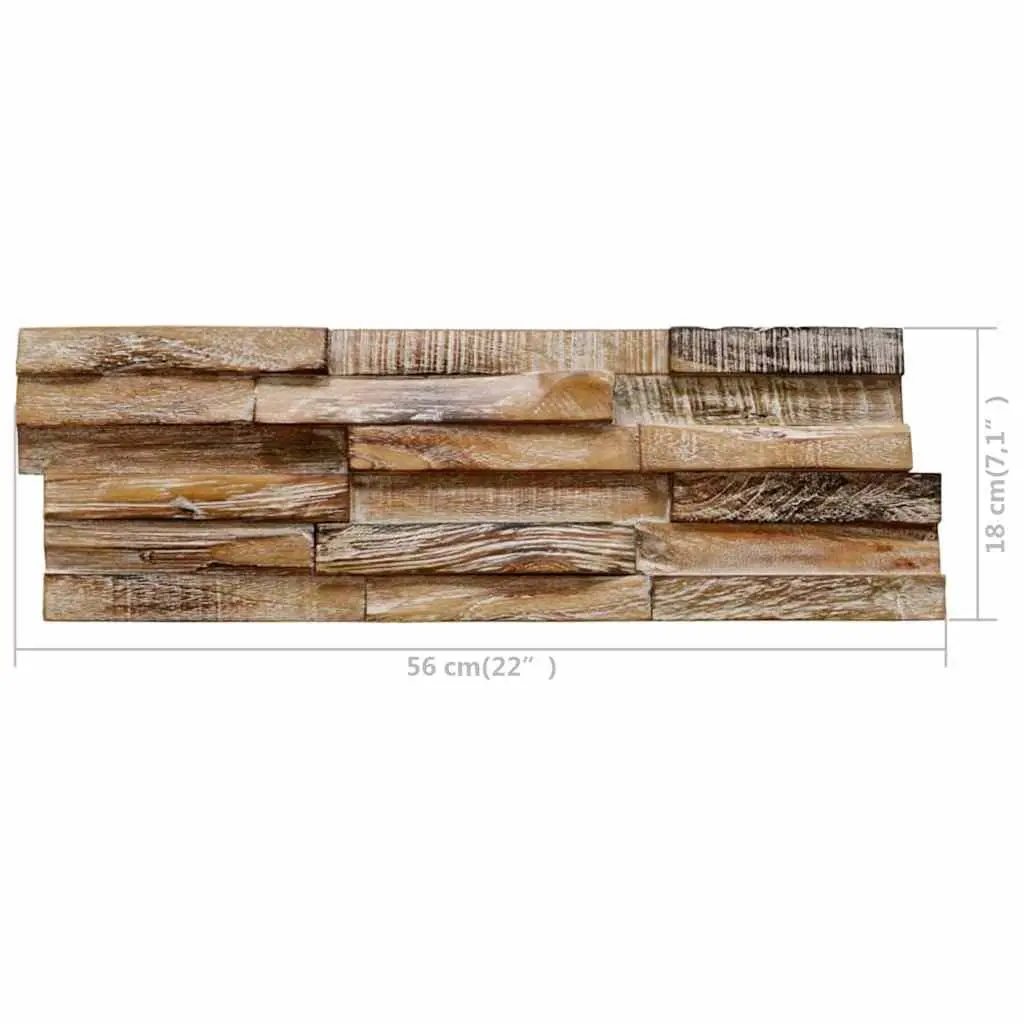 3D Wall Cladding Panels Decorative Feature Wall 10 Piece Solid Teak Wood Brown