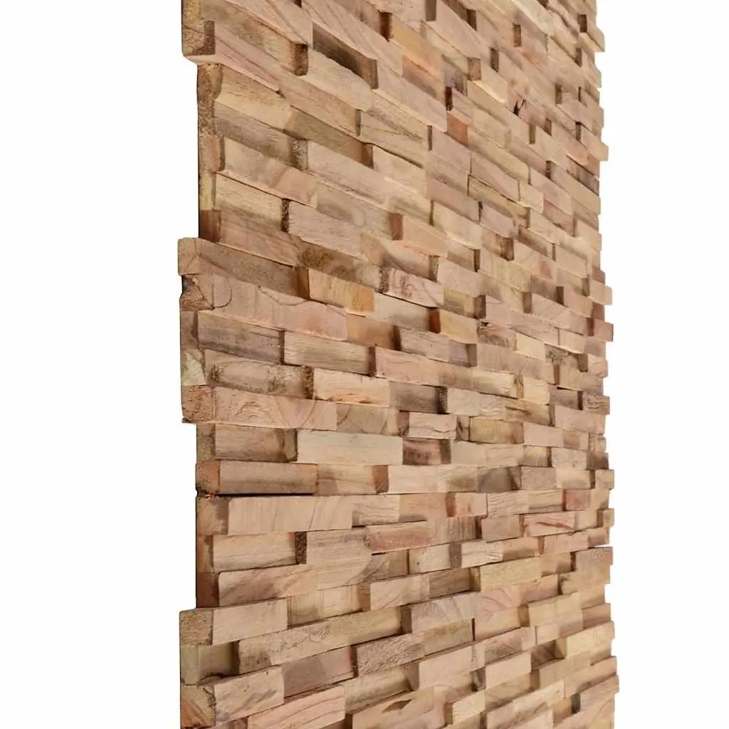 3D Wall Cladding Panels Decorative Wall Finishing 1.08 m² Solid Teak Wood Brown