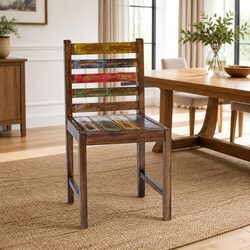 Dining Chairs 2 pcs Solid Reclaimed Wood Vintage Kitchen Multicolour Handmade