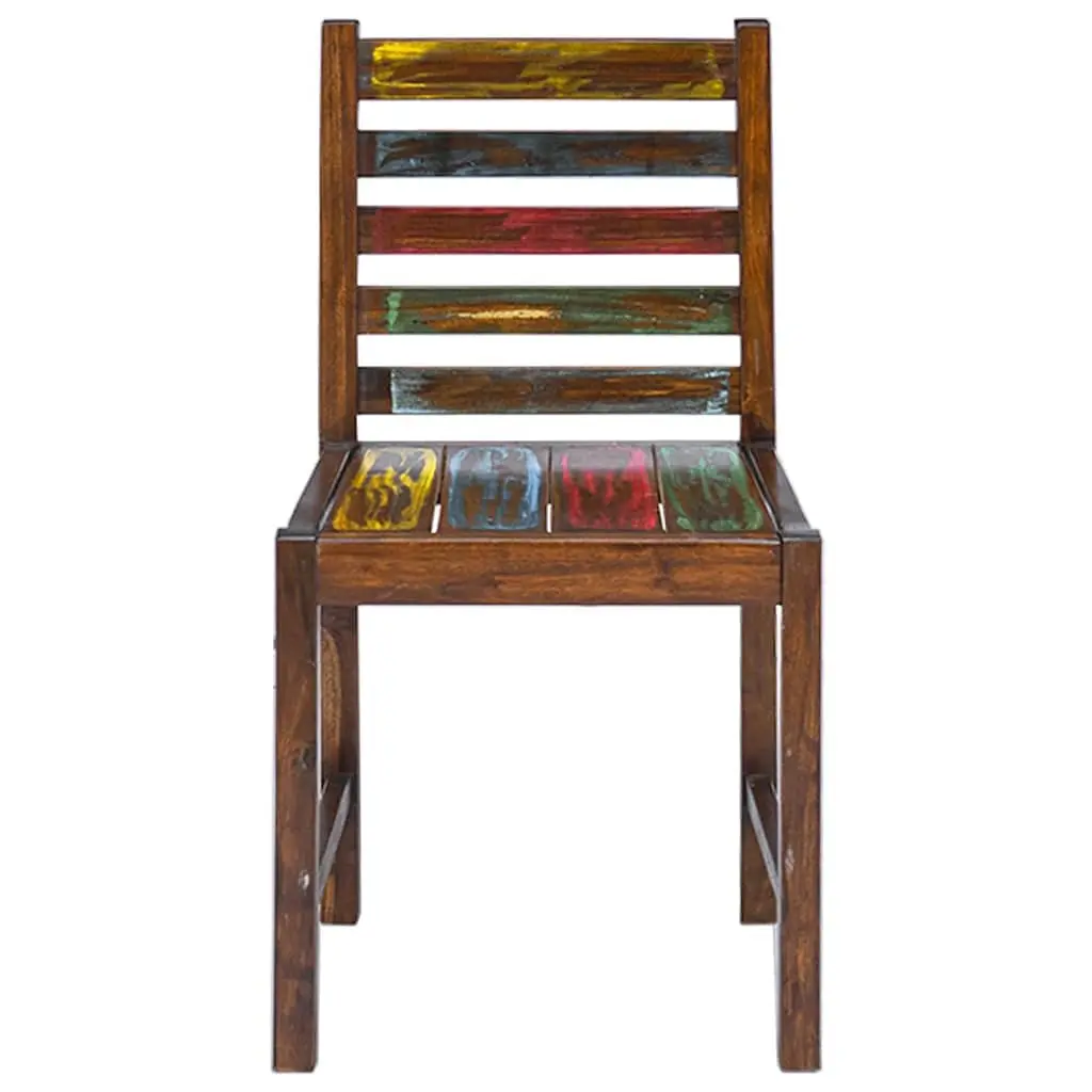 Dining Chairs Vintage Kitchen 2 pcs Solid Reclaimed Wood Multicolour Handmade