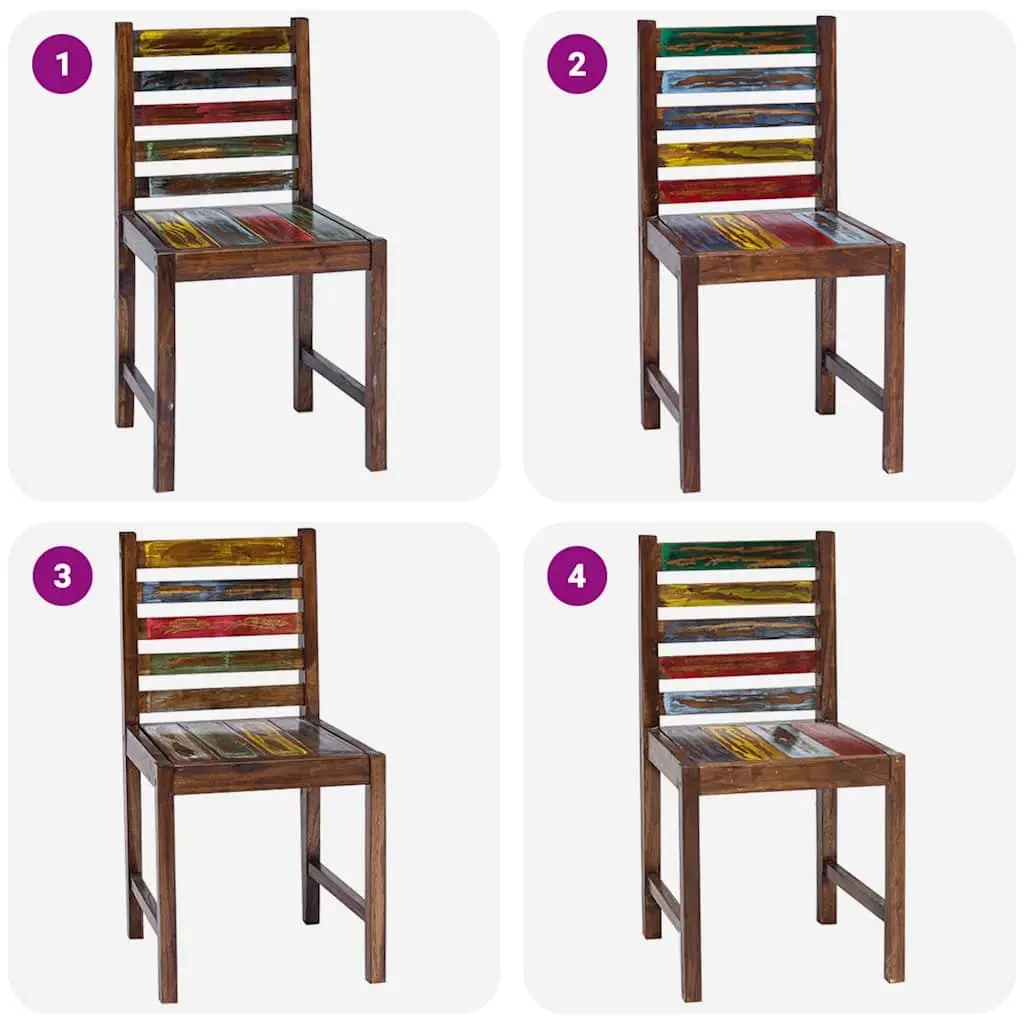 Dining Chairs Vintage Kitchen 2 pcs Solid Reclaimed Wood Multicolour Handmade