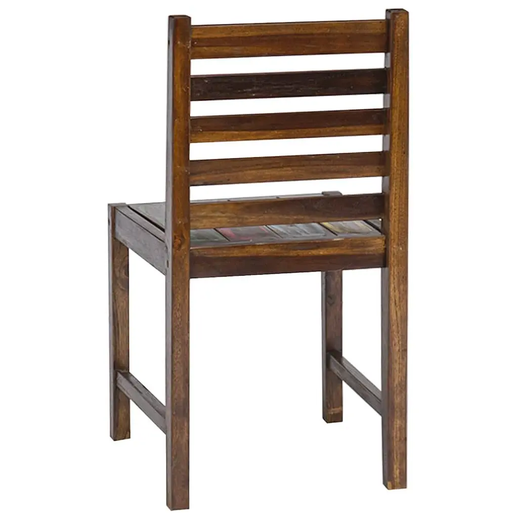 Dining Chairs Vintage Kitchen 2 pcs Solid Reclaimed Wood Multicolour Handmade