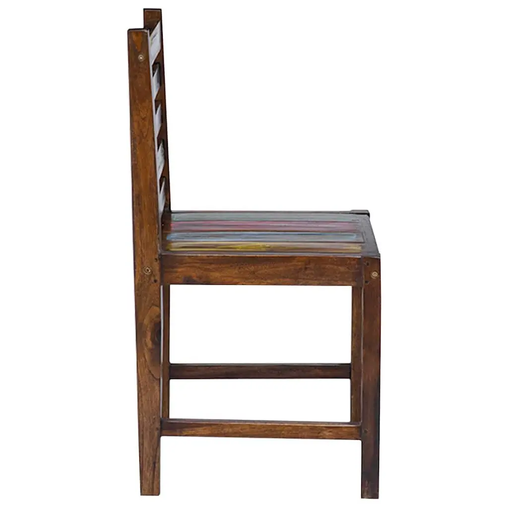 Dining Chairs Vintage Kitchen 2 pcs Solid Reclaimed Wood Multicolour Handmade