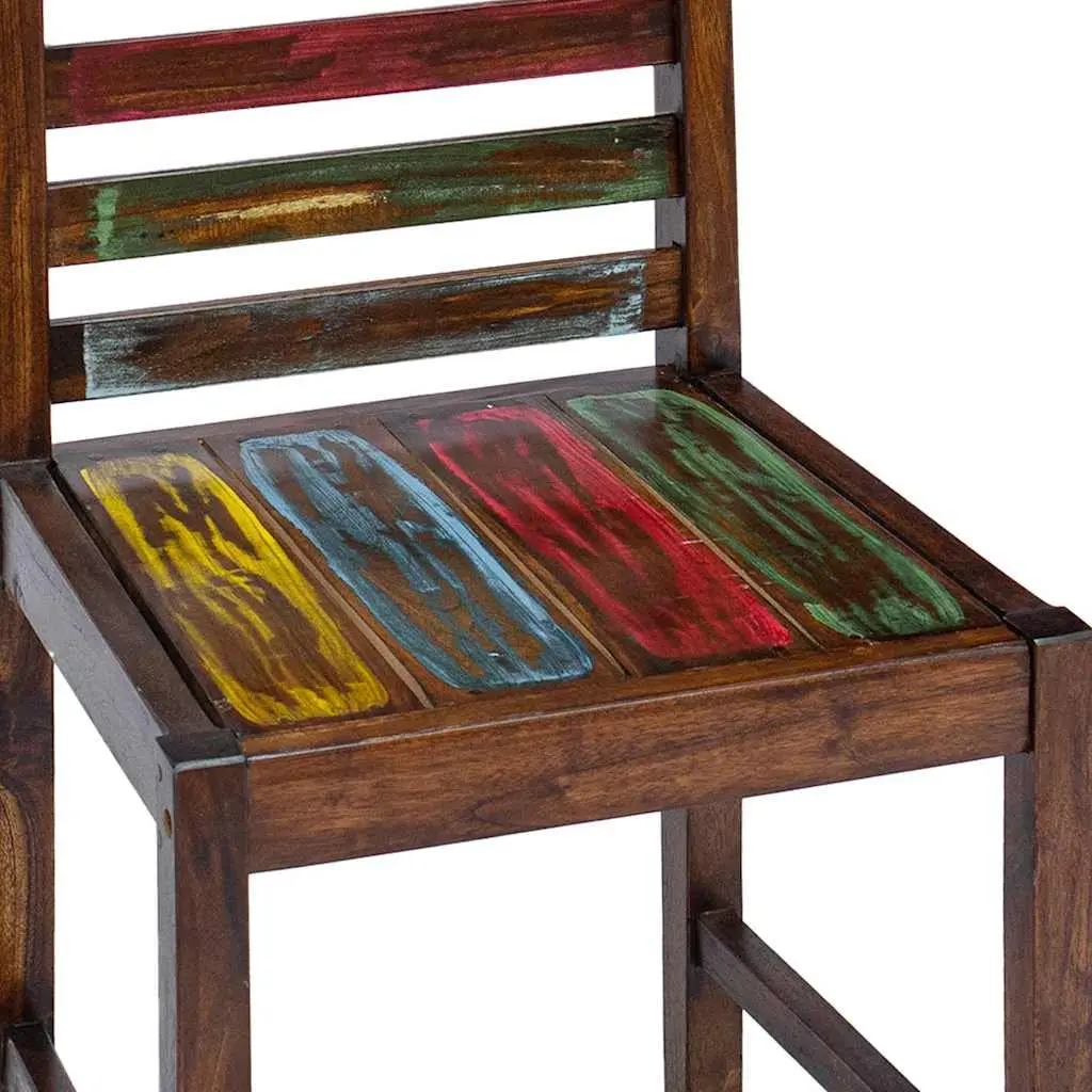 Dining Chairs Vintage Kitchen 2 pcs Solid Reclaimed Wood Multicolour Handmade