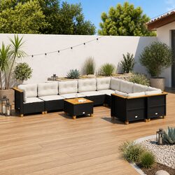 Comfortable 10 Piece Outdoor Sofa Set with Cushions