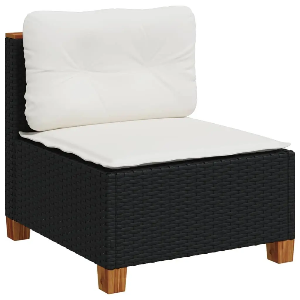 10 Piece Outdoor Garden Sofa Set with Cushions Black Poly Rattan Patio Furniture