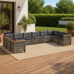 Comfortable 10-Piece Grey Sofa Set for Garden Use
