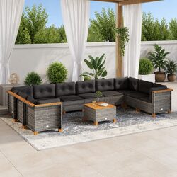 Comfortable 11 Piece Grey Rattan Sofa Set for Outdoors