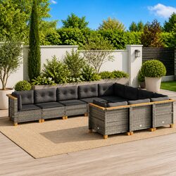 Comfortable and Reliable 10 Piece Garden Sofa Set in Grey