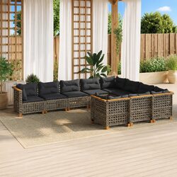 Warm Grey 10-Piece Garden Sofa Set with Cushions