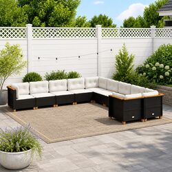 Comfortable and Practical 10 Piece Black Garden Sofa Set