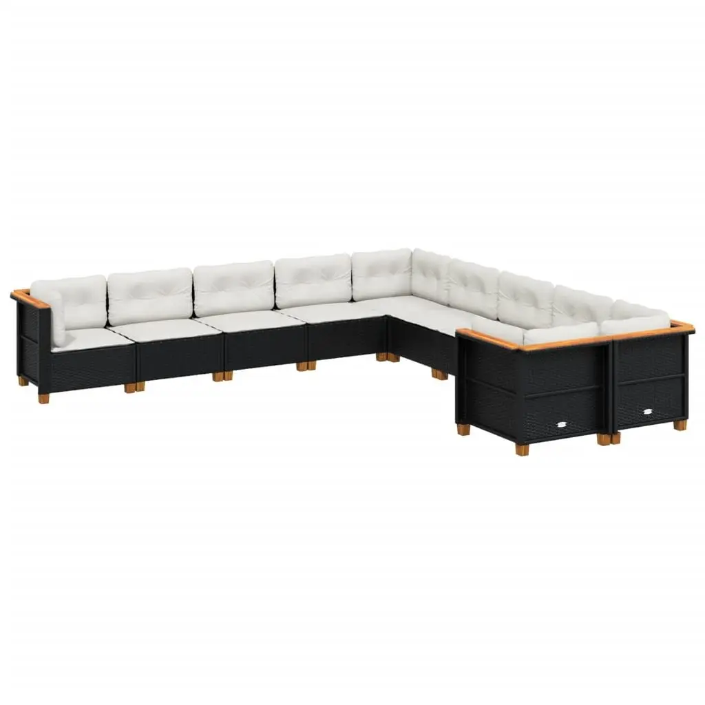 10 Piece Black Garden Sofa Set
