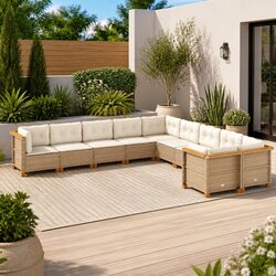 Warm and Welcoming 10-Piece Garden Sofa Set in Beige