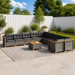 Comfortable and Practical 11-Piece Grey Patio Sofa Set