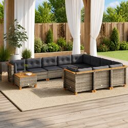 Reliable 11-Piece Grey Modular Sofa Set for Outdoors
