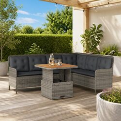 Comfortable Grey Garden Sofa Set with Versatile Table