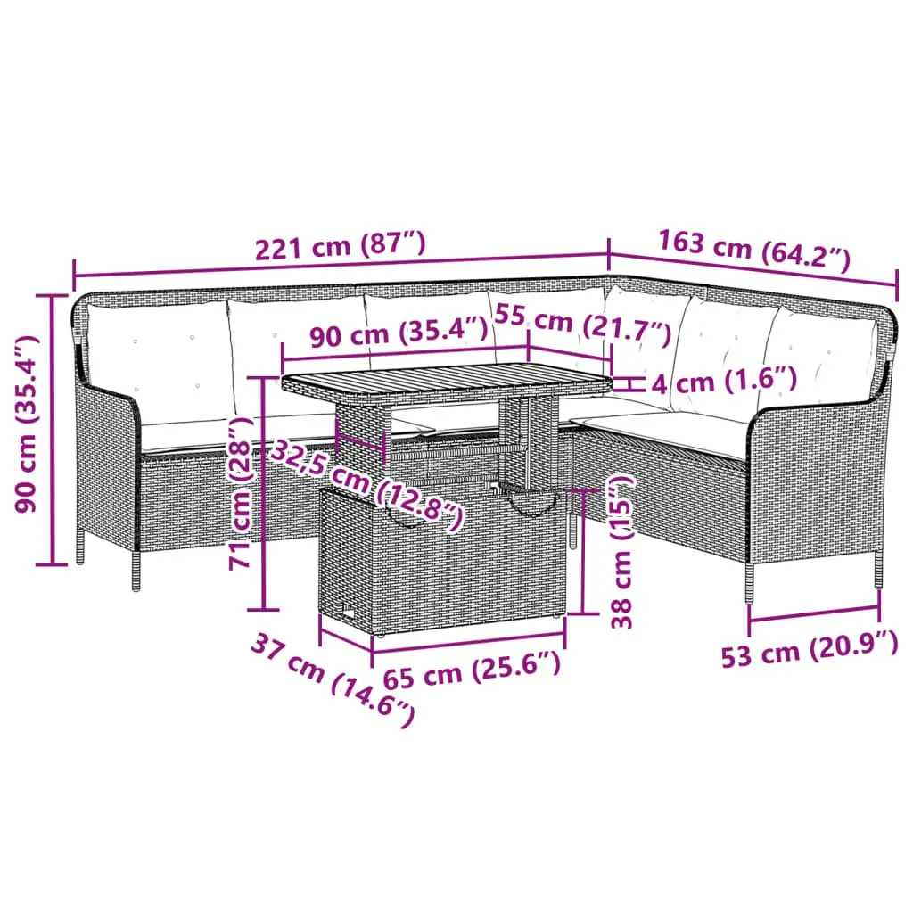 Grey Poly Rattan Garden Sofa Set for Outdoor Use