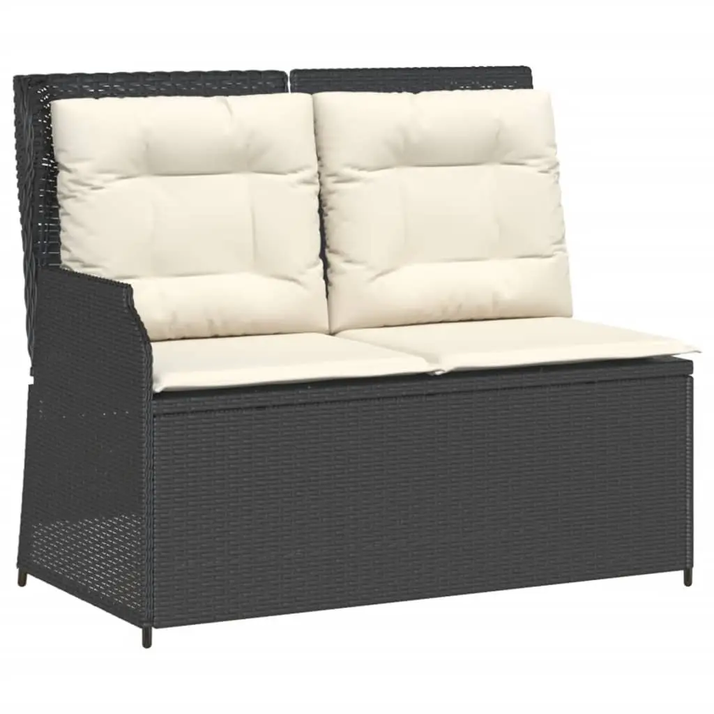3 Piece Garden Lounge Set Outdoor Patio Furniture with Cushions Black Rattan