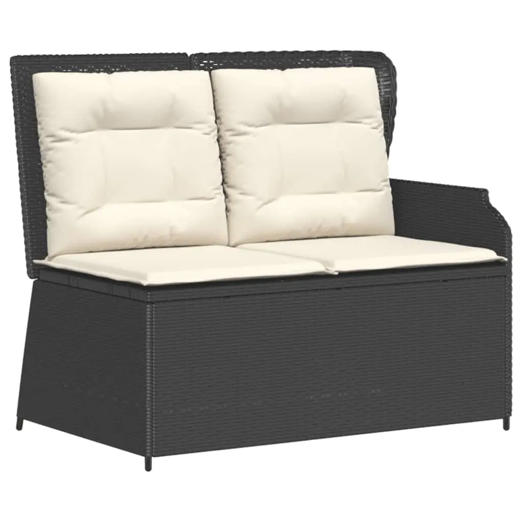 3 Piece Garden Lounge Set Outdoor Patio Furniture with Cushions Black Rattan