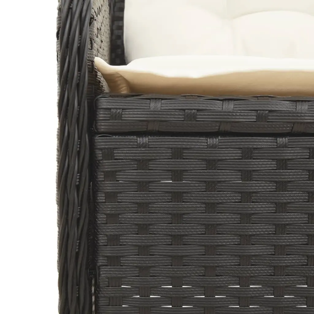 3 Piece Garden Lounge Set Outdoor Patio Furniture with Cushions Black Rattan