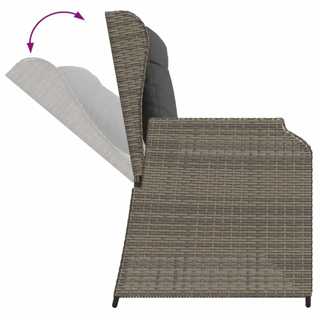 3 Piece Garden Lounge Set Outdoor Furniture Grey Poly Rattan Cushions Table